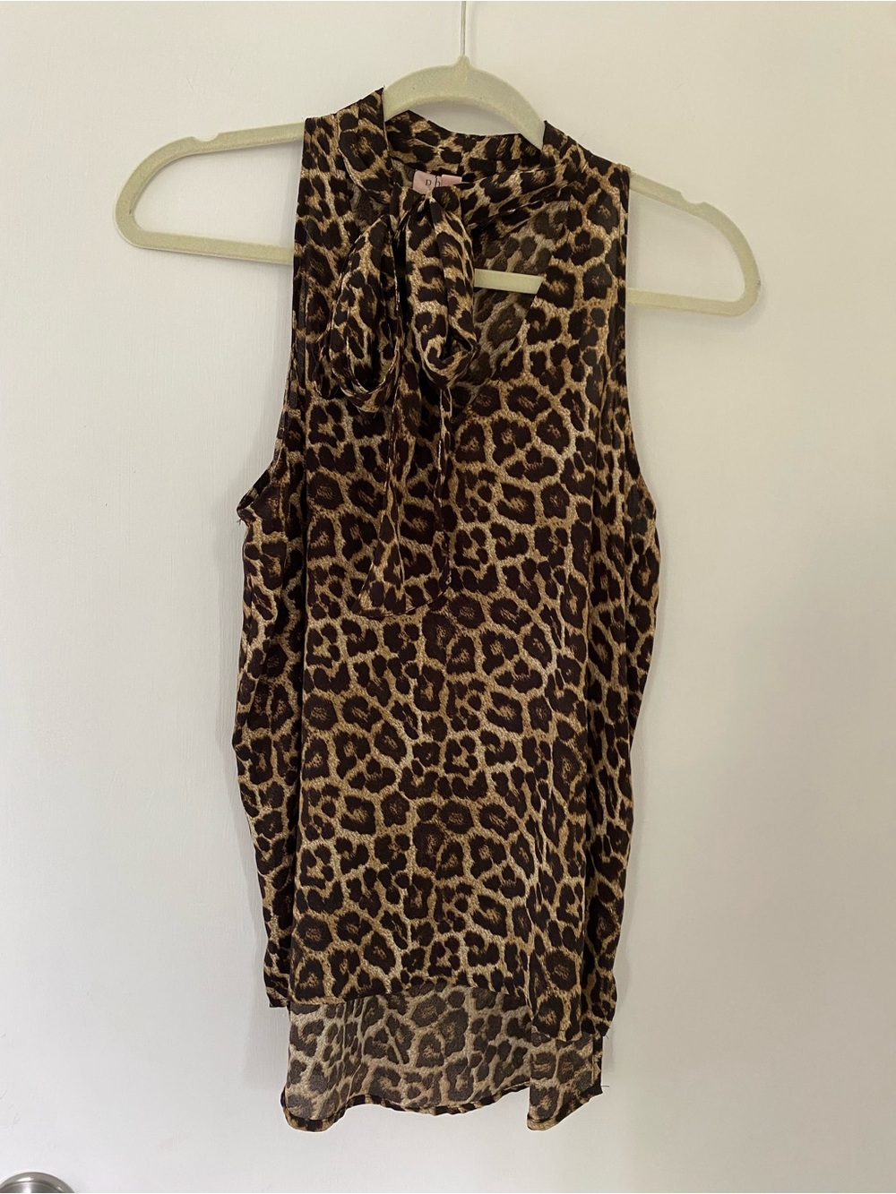 Philosophy Leopard Print Tie-Neck Sleeveless  Blouse Lightweight Mobwife Small